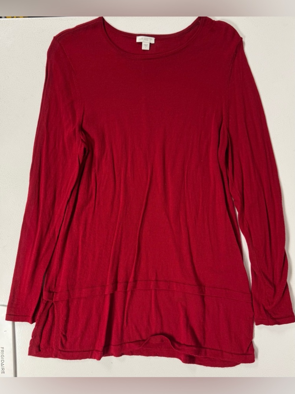 J. Jill Merino Wool Tunic Sweater Top Red Casual Lagenlook Minimalist Women L